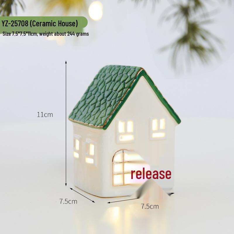 Glowing Ceramic Snow House Christmas Window Display Ornament