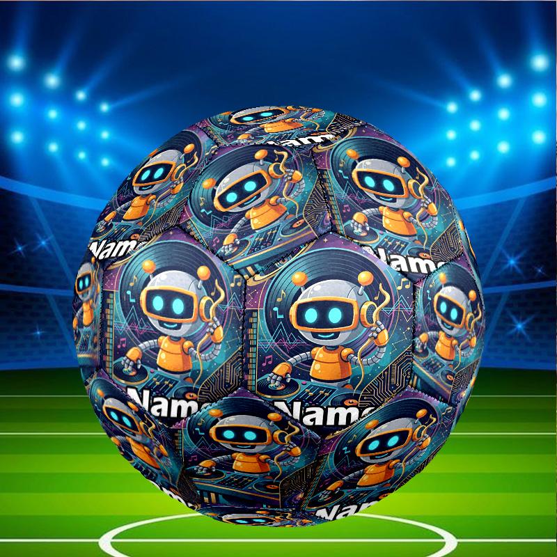 Custom Name Personalized Cosmic Bot Crew Print Size 5 Soccer Ball Training & Match Football, for Team, Kicking, Gift for Football
