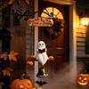 Weather Resistant Yard Ornament Halloween Swing Ghost Doorbell, with Pumpkins Decor, Gothic Style Trick Funny On Decor or Treat Sign, for Farmhouse