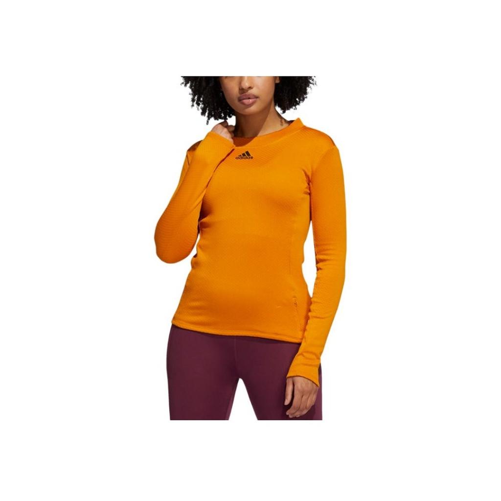 Adidas Cold.Rdy Sleeve Training Tee Solid Color Comfortable Slim Fit Long Sleeve T-Shirt Women Tops Orange H11214