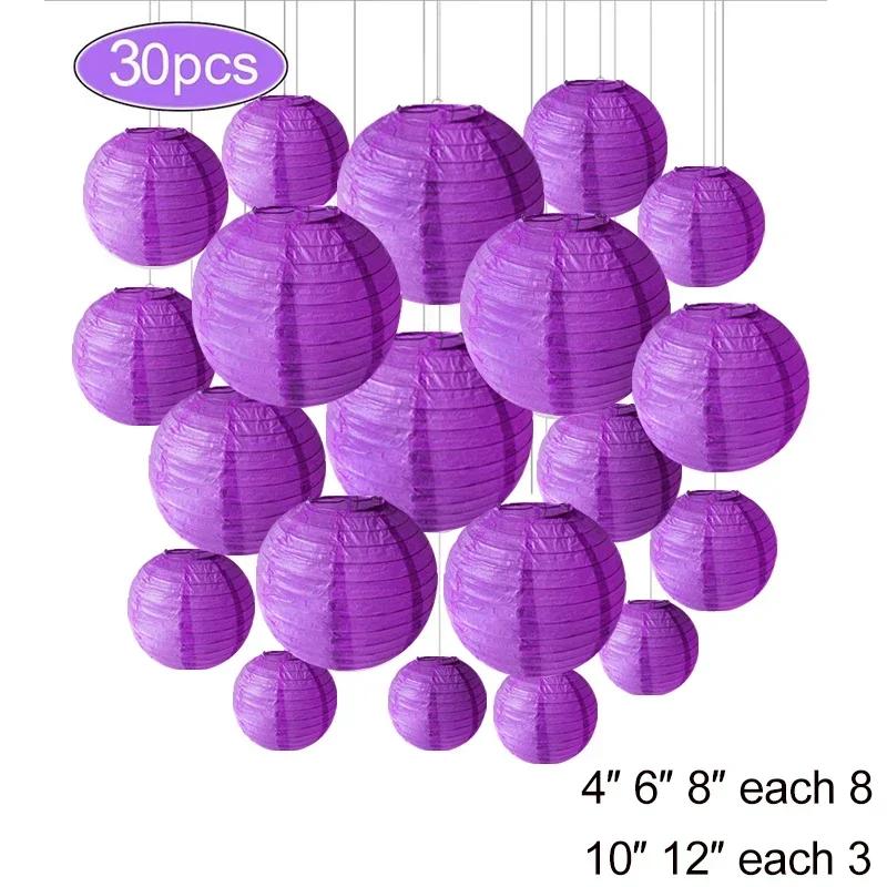 30Pcs Round Paper Lantern Wedding Decor Flowers Ball Lampion DIY Hanging Pompom Crafts Home Christmas Birthday Party Supplies