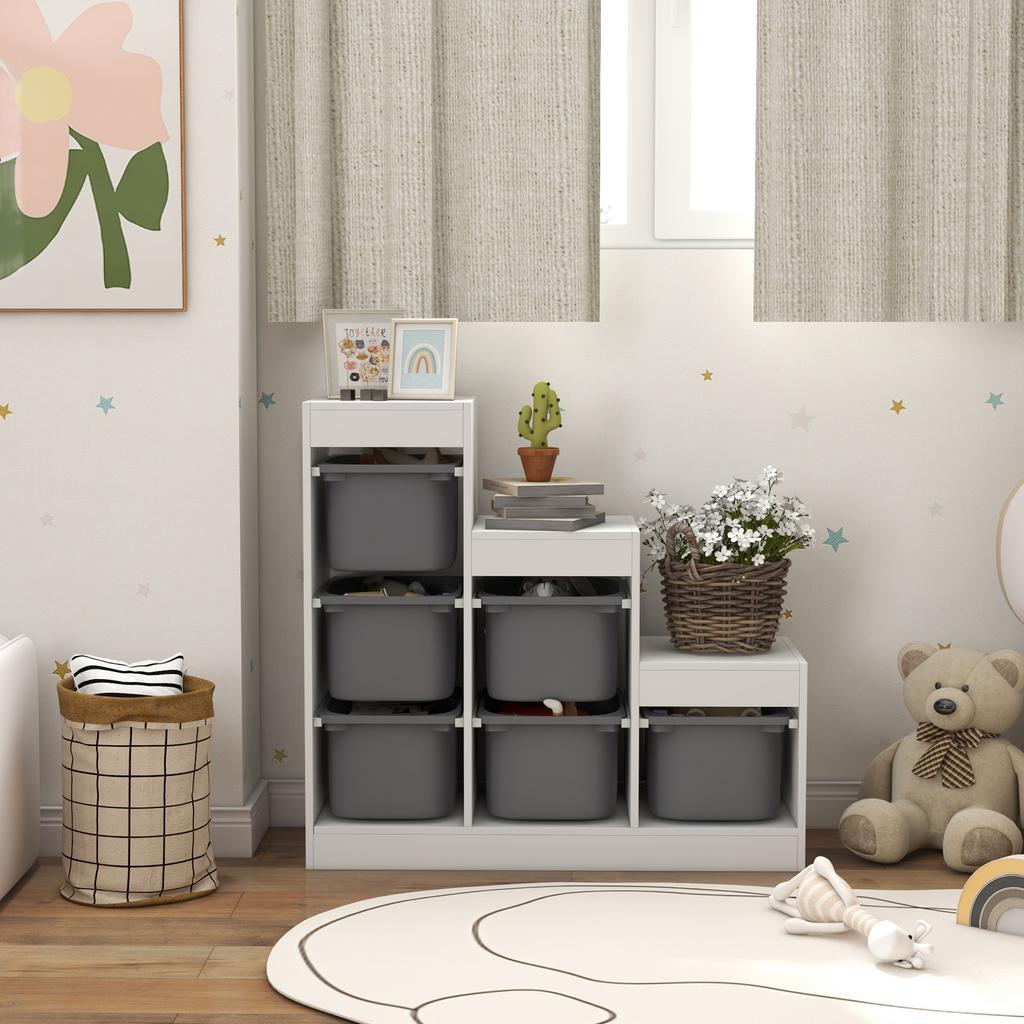 Toy Storage Organiser Three Layer Kids Toy Storage Units With Removable Bins For Ages 3 8 Years Grey
