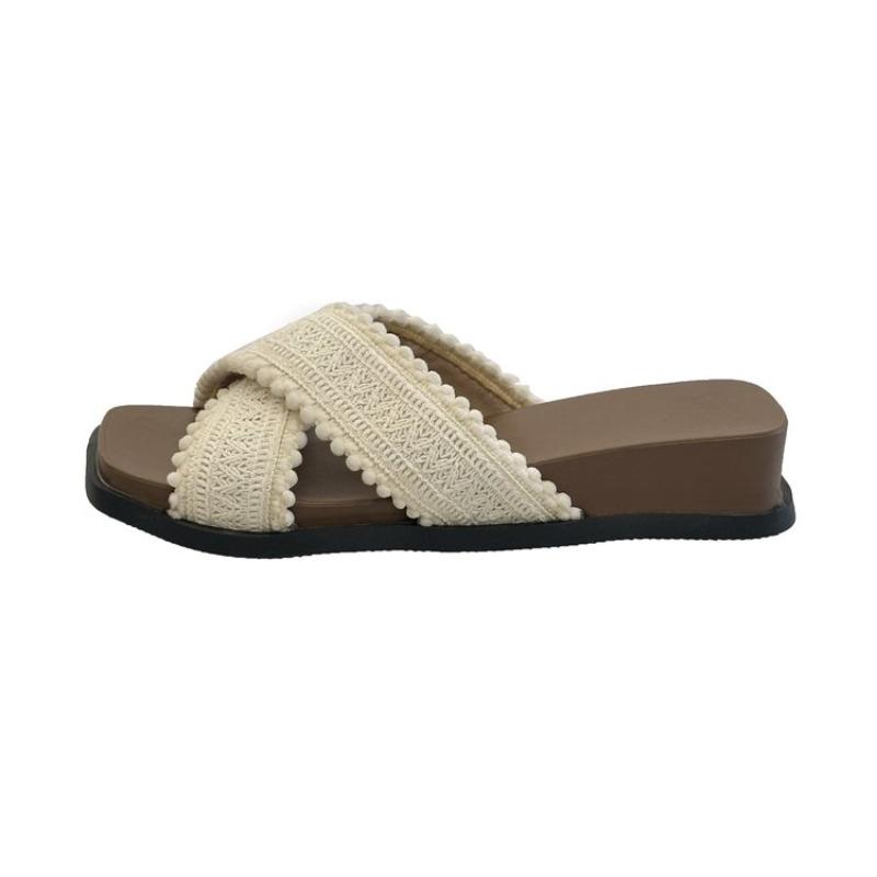 Shoes for Women Flax Slippers Summer Indoor Shoes Home Casual Beach Slides Ladies Travel  Sandals Slippers