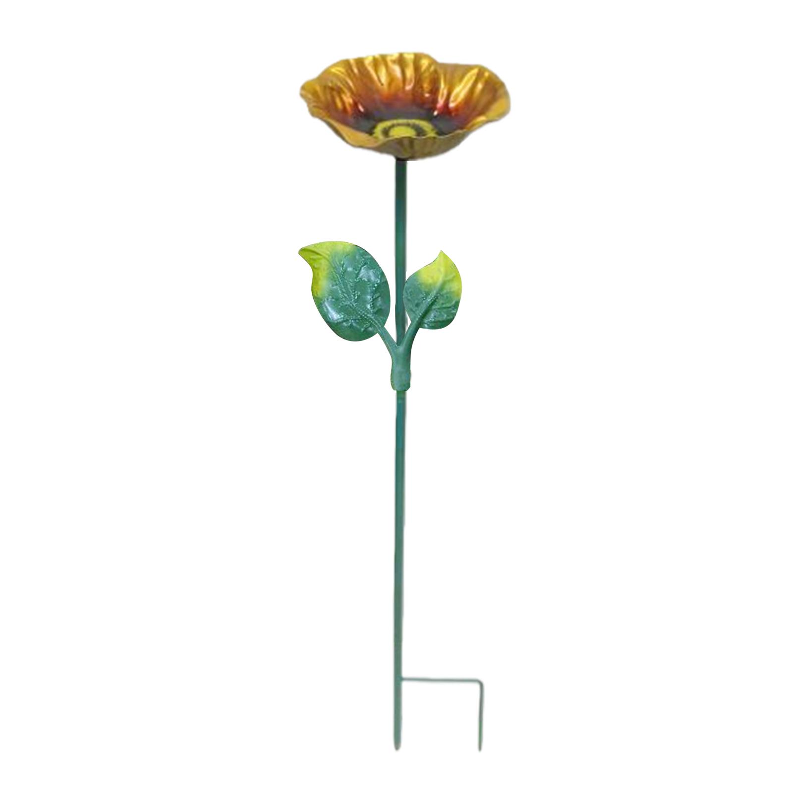 Metal Flower Garden Stakes Bird Bath Handmade Flower Design Bees Bath Decorative Multi-Function for Outdoor Lawn Yard Art Decor жёлтый