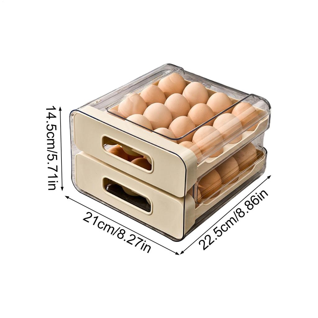 1pcs Kitchen Egg Storage Box Refrigerator Fresh Plastic 2-Layer Drawer Type Large Capacity Storage Home Kitchen Organizer Rack