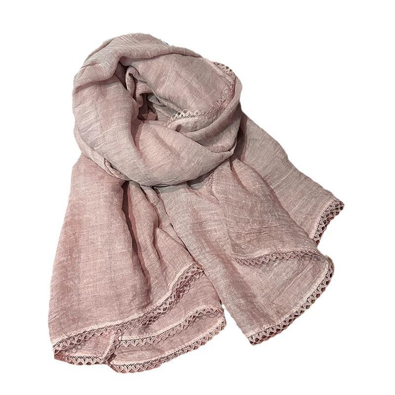 Scarf female autumn and winter new student small fresh literary solid color silk scarf multi-functional warm shawl scarf