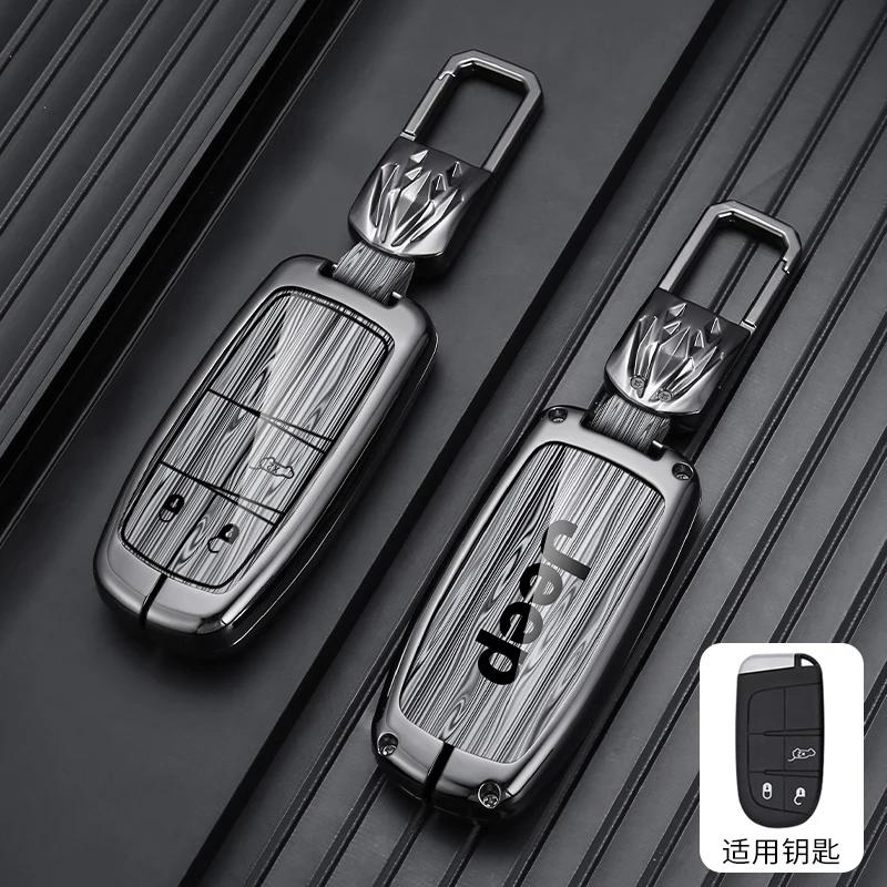 Pour Jeep Alliage de Zinc Étui de Clé de Voiture Sans Clé Pour Jeep Grand Cherokee WK2 KL Wrangler JK Renegade Commander Compass 2018 2022 Auto