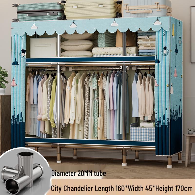 Sturdy Reinforced Steel Frame Fabric Wardrobe for Home & Bedroom Use