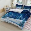3pcs Blue Bedding Set Snowflakes Print Cozy Soft Duvet Cover King Queen Twin Size for Home Bedroom Decor New Year Christmas Gift