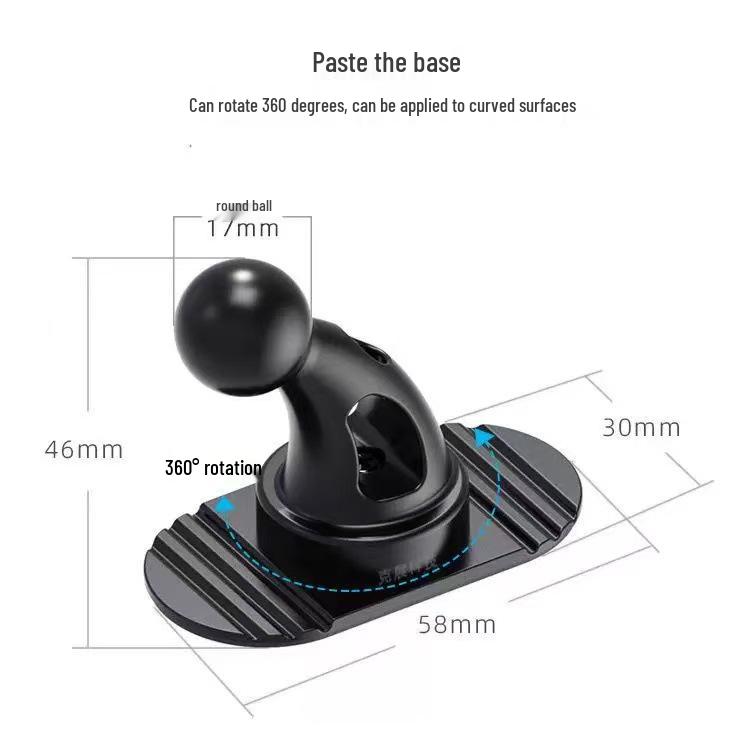 Universal Dashboard Car Phone Holder with 17mm Ball Head and Adhesive Base, Little Elephant Trunk Design.
