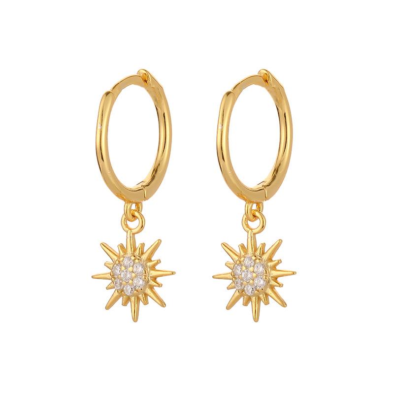 925 Sterling Silver Circle Earrings For Women Trendy Sun Zircon Tassel Earring Jewelry Prevent Allergy Party Accessories G