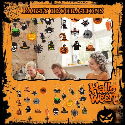 Halloween Birthday Party Hanging Interior Decoration, Cute Pumpkin Ceiling Hanging Ribbon, Suitable For Halloween Theme Party Decoration