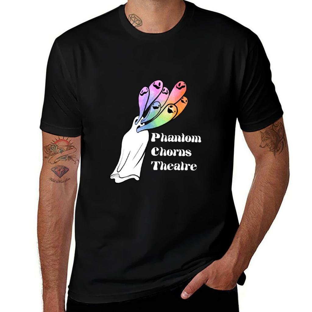 Logo divadla Phantom Chorus (bílý text) Tričko Neformální Trendy Krátký Rukáv Tričko