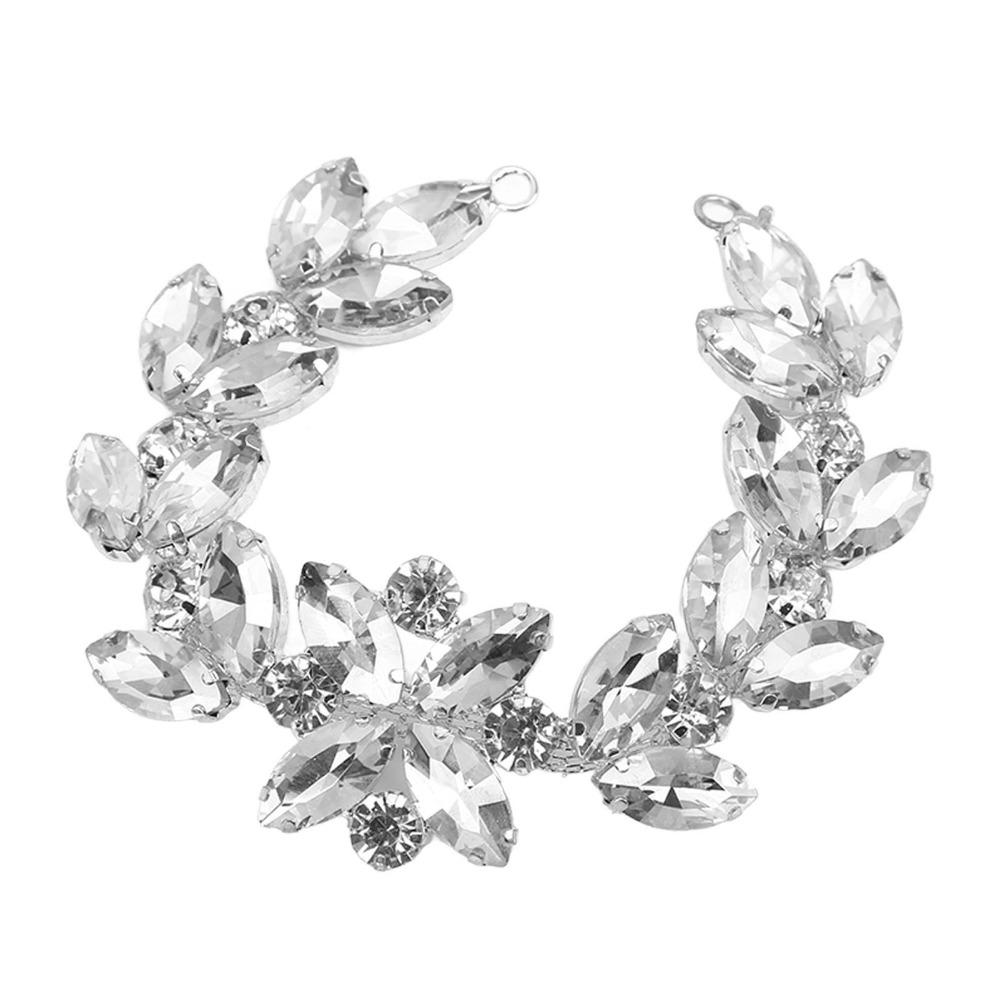 1pcs Glass DIY Craft Chains Sparkling Flower shape Statement Rhinestone Chain  For Women
