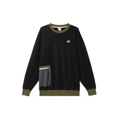 Color Block Pullover American Style Sweatshirt Men Sweatshirt Black 622923-01