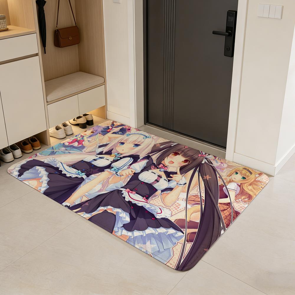 game N-Nekopara Floor Mat Flannel Door Mat Non-Slip Absorbent Washable Indoor Home Rug
