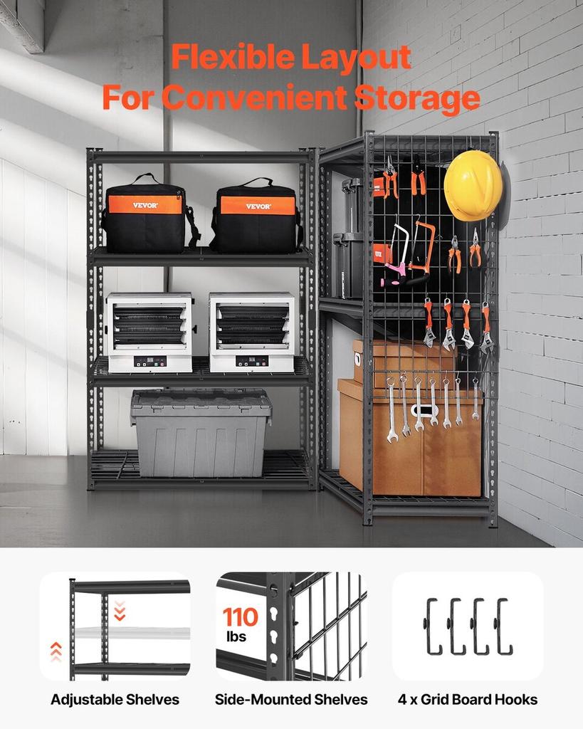 Storage Shelves 4 Tier Adjustable Heavy Duty Garage Shelving Unit 2400 lbs