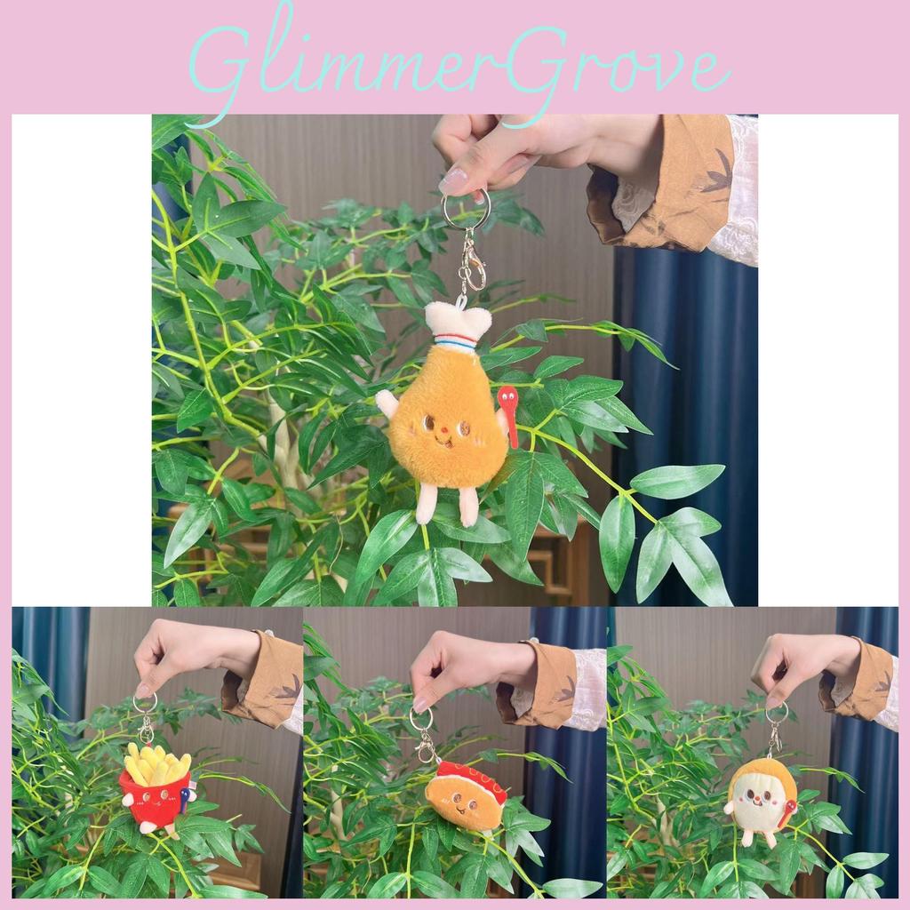 Charming Fast Food Plush Keychain Hamburger Fries Hot Dog Doll For Bag Accessory