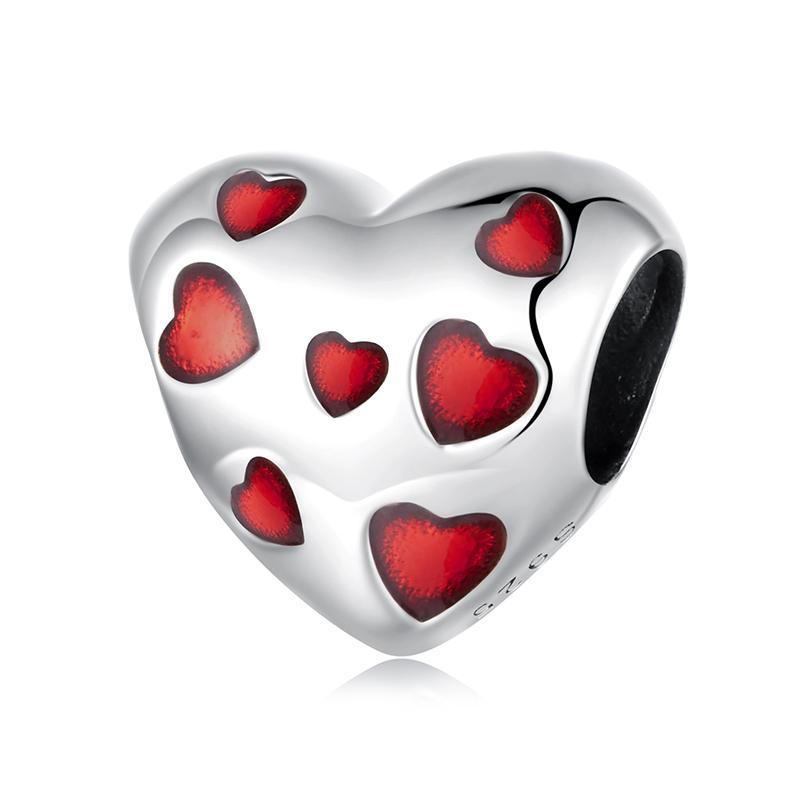BAMOER 925 Silver Red Heart Charm Ombre Purple Perfume Bottle Pendant for Women DIY Necklace Romantic Gift