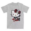 Summer Hello Kitty Tshirt High Quality Cotton Punk Rock Guitar Print Unisex Retro Casual YK Adults Kids