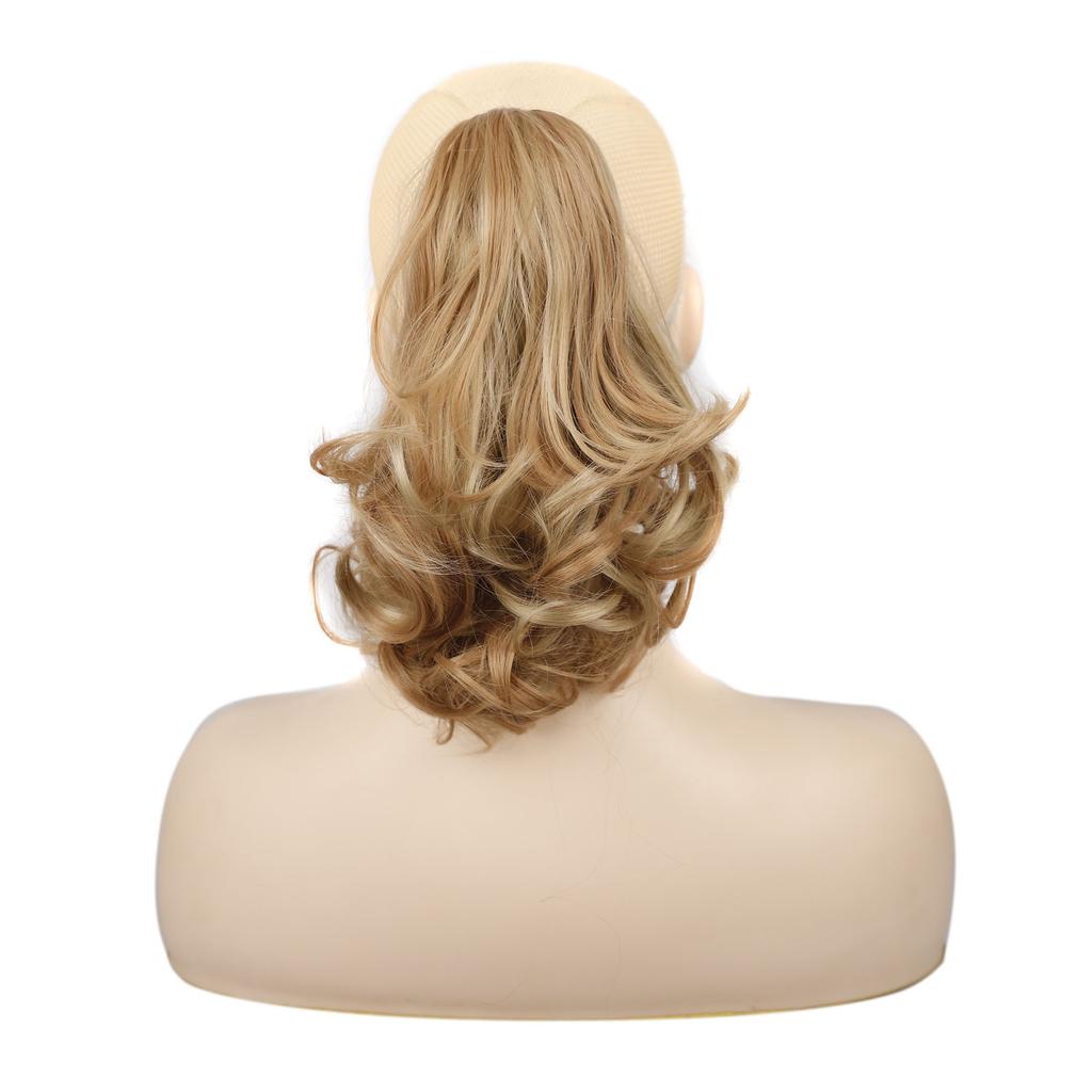 Women's 12-Inch Claw Clip Synthetic Hair Wig with Natural Fluffy Wave Curly High Temperature Chemical Fiber Pre-Bonded Nail Type