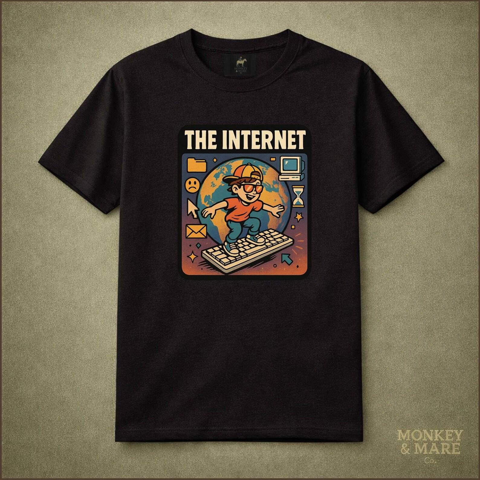 Retro Computer Shirt, 90s Internet Surfing Keyboard, Y2K Internet Nostalgia Tee 2XL