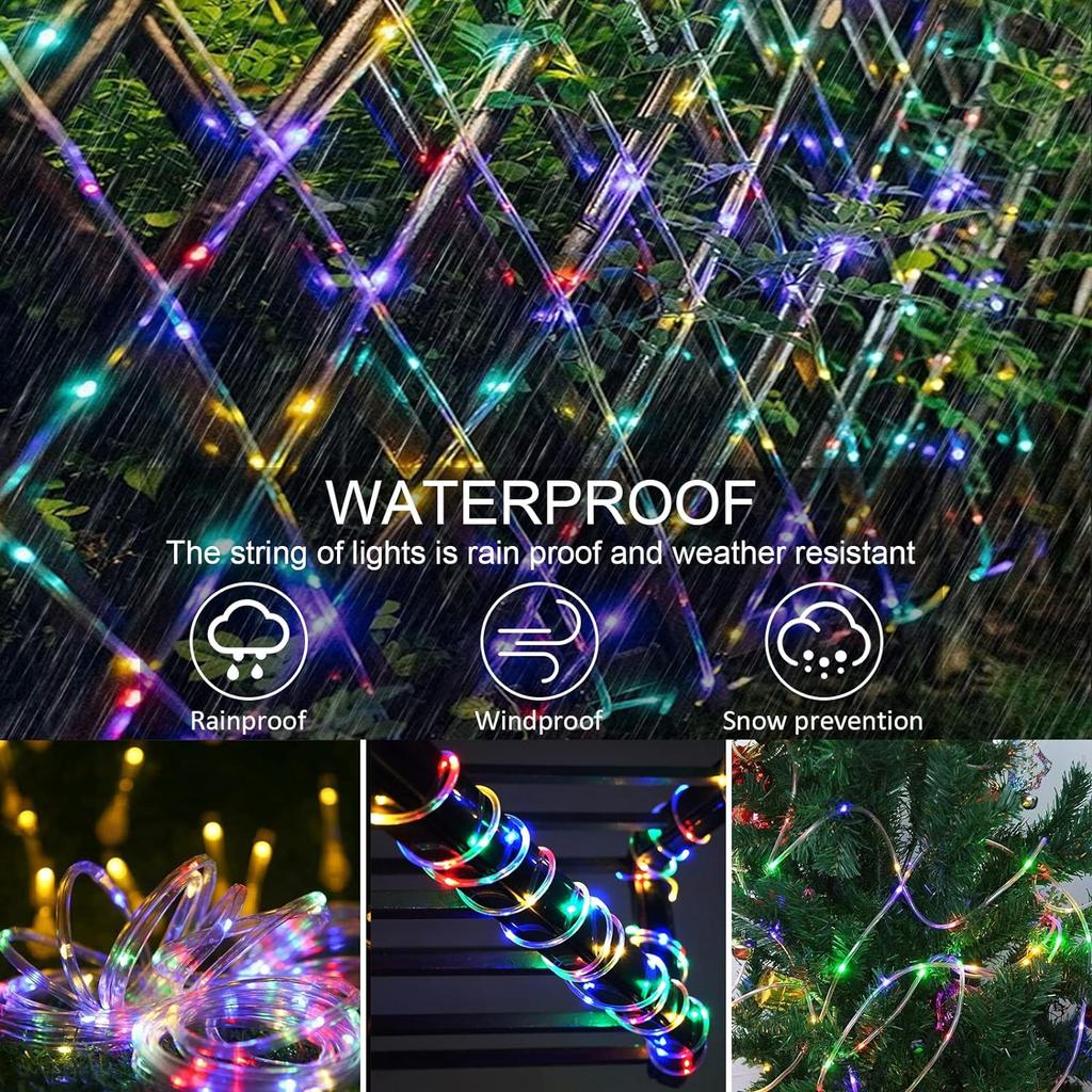 12M 100 LEDs Rope Lights Outdoor, Multi-color and 19 Colorful Modes with Remote, Waterproof USB Fairy Lamp for Christmas Party