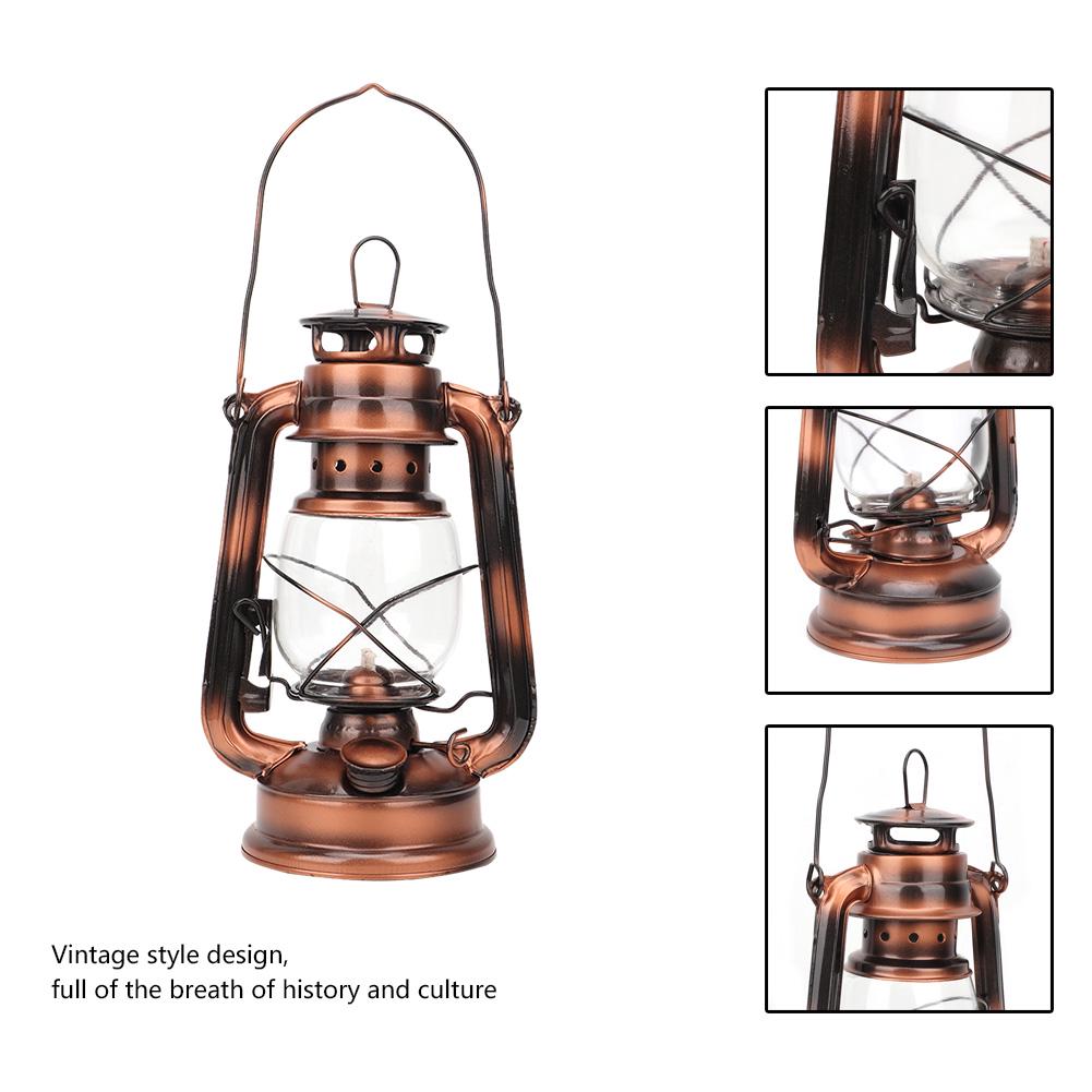 Vintage Kerosene Lamp Iron Lantern Light Night Light Decoration Gift Bronze Color