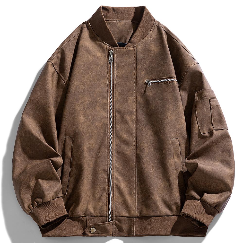 Men's Spring Work Jacket Short American Baseball Suit Motorcycle Suit Retro Jacket Versatile