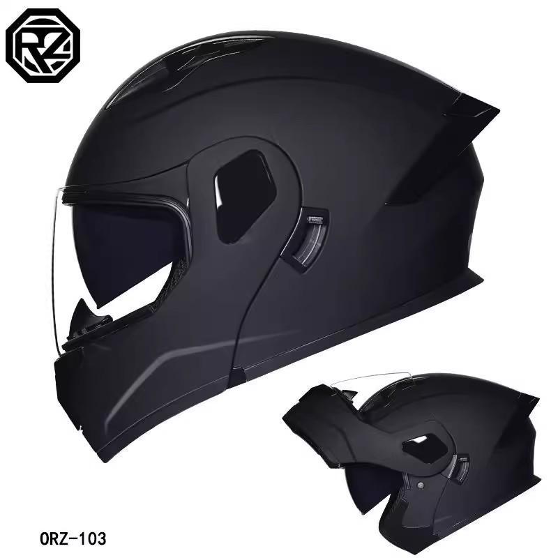 ORZ Bluetooth Flip-up Dual Visor Motorcycle Helmet for Men & Women, HD Full Face, Wingxin Certified for All Seasons.