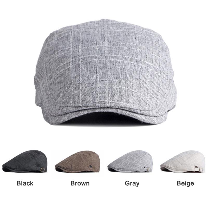 Vintage Beret Hat For Men Cabbie Visor Women Herringbone Peaked Cap Breathable Plaid Flat Cap Summer Duckbill Hat Adjustable