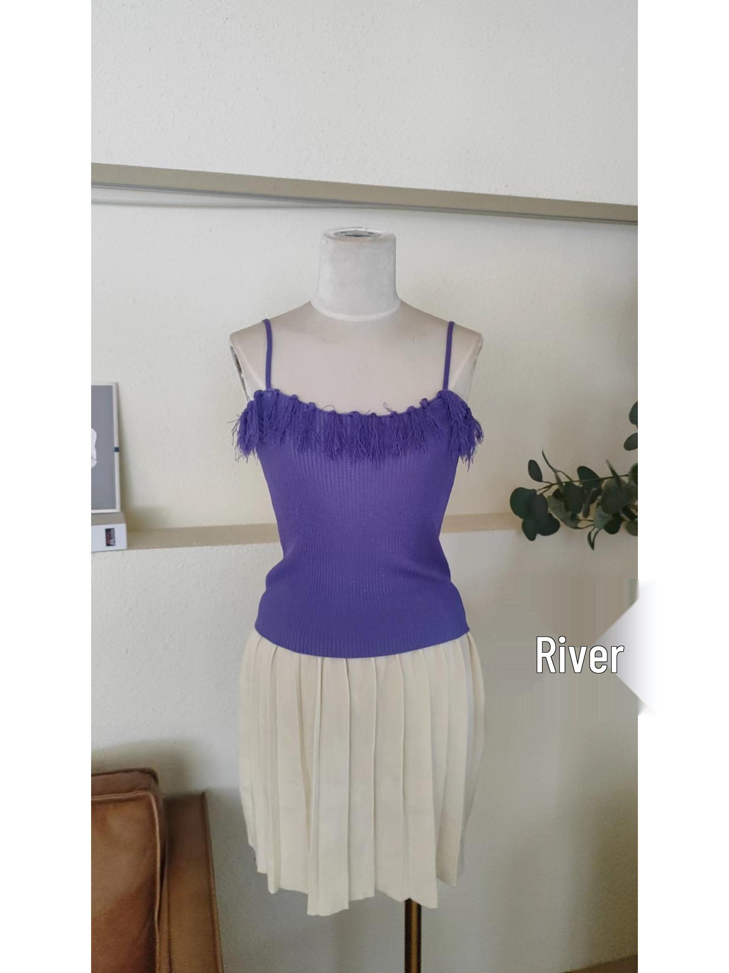 

Летний вязаный танк-топ бодикон на одно плечо с бахромой One Size [75-120]