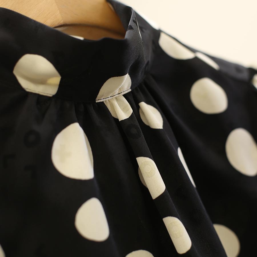 Youxizi Polka Dot Tie-Up Loose Slimming Shirt - 25 Autumn Collection