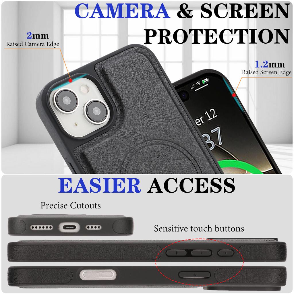 For iPhone 15 Case Detachable 2 in 1 Leather Wallet Phone Cover Compatible with MagSafe