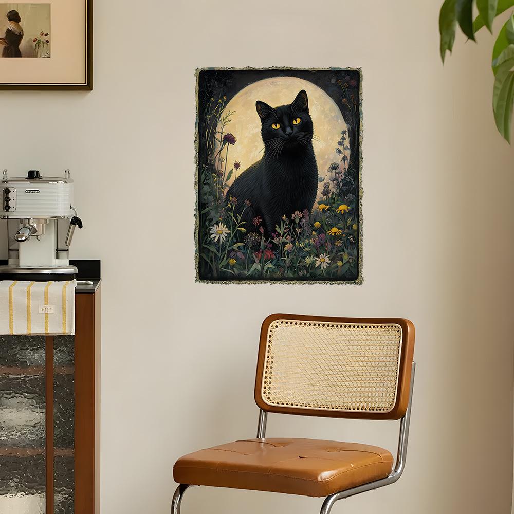 Vintage Olieverf Kat Poster Muursticker Zelfklevend Verwijderbaar voor Slaapkamer Woonkamer Achtergrond Huisdecoratie