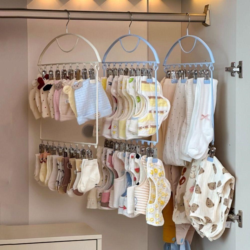 18 Clips Socks Drying Rack Large Capacity Stainless Steel Multi-clip Sock Drying Hanger Windproof Rust-proof
