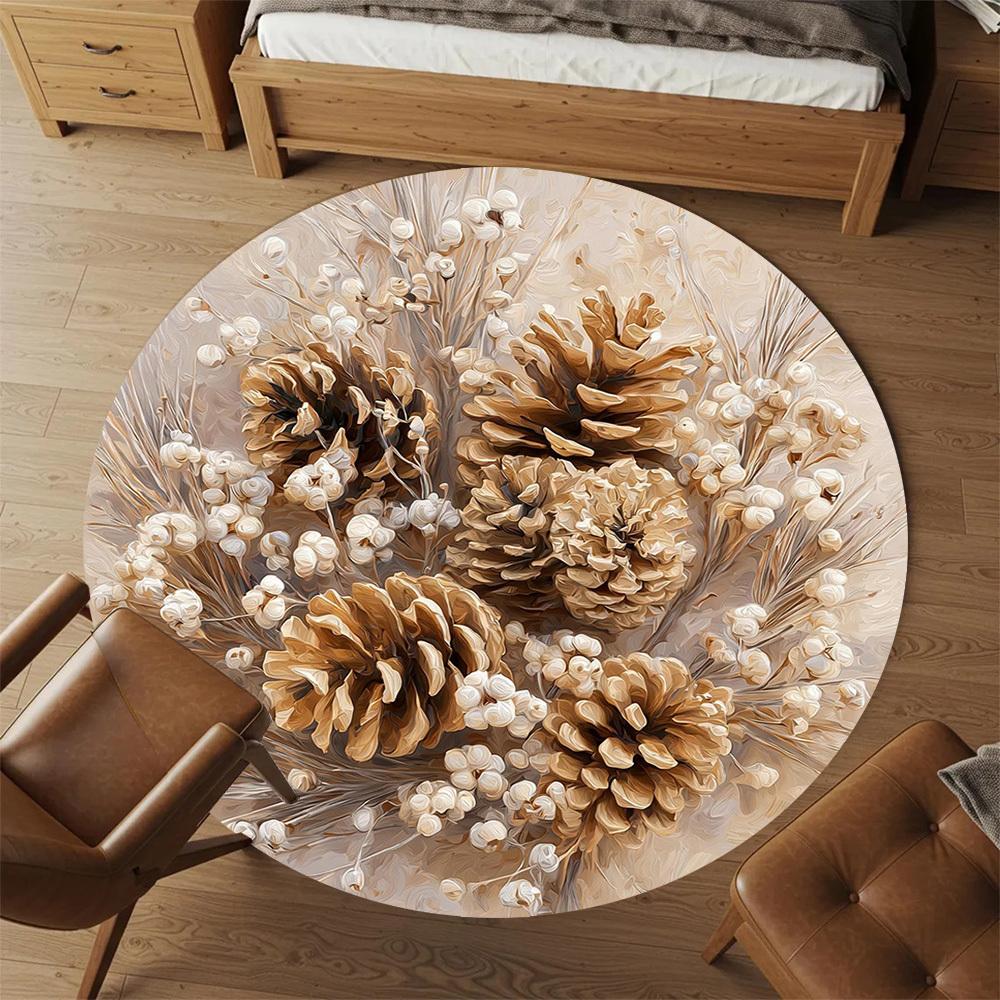 1pc pinecone flower Round Chair mat office Area Rug - Non-Slip, Floor Mat for Office, Bedroom, Ideal home decor gift c0112119
