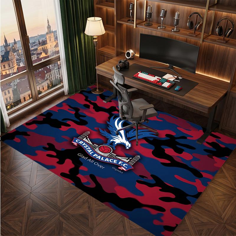 Tappeto in Velluto di Cristallo con Stampa del Crystal Palace Football, Comodo Assorbente d'Acqua Antiscivolo Tappeto per Pavimenti Interni