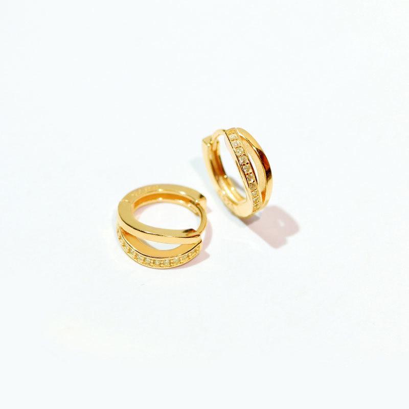 Earring with Pure Silver Stud, Colored Gold Ear Hoop, Ear Hook, Rose Gold Jewelry