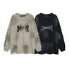 Vintage Washed Graffiti Long Sleeve T-Shirt Unisex Oversized Streetwear Top Cotton Casual Fall