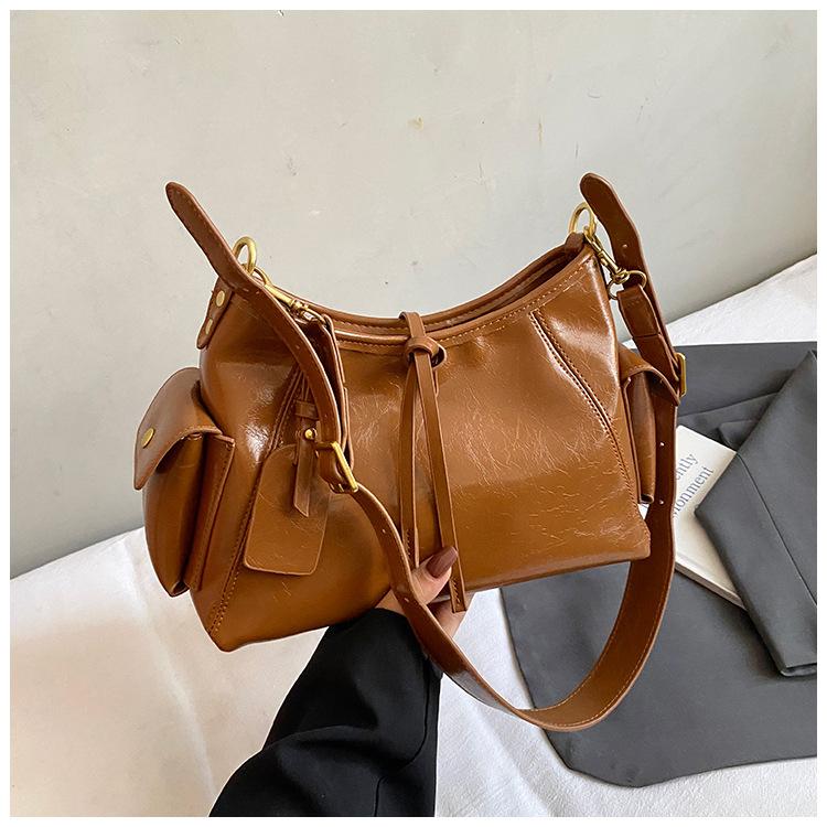 Fashionable Vintage Niche Underarm Bag Women's Bag Autumn New Suede Shoulder Bag Simple Commuter Bag