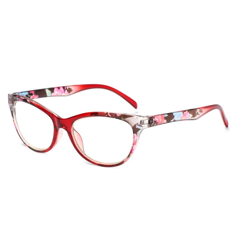 Katzenaugen Lesebrille Damen Herren Ultraleicht Harz Blumendruck Alterssichtigkeit Brille Leichtgewichtige Florale Weitsicht Brille