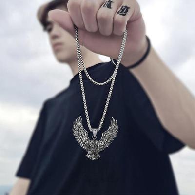 Punkowy Naszyjnik z Wisiorkiem Orła dla Mężczyzn Hip Hop Rock Łańcuch Naszyjnik Biżuteria na Imprezę