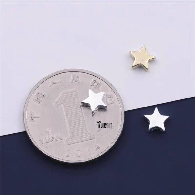 Silver Pentagram Spacer Beads, Smooth 6mm Star Beads, Jewelry DIY Handmade Materials