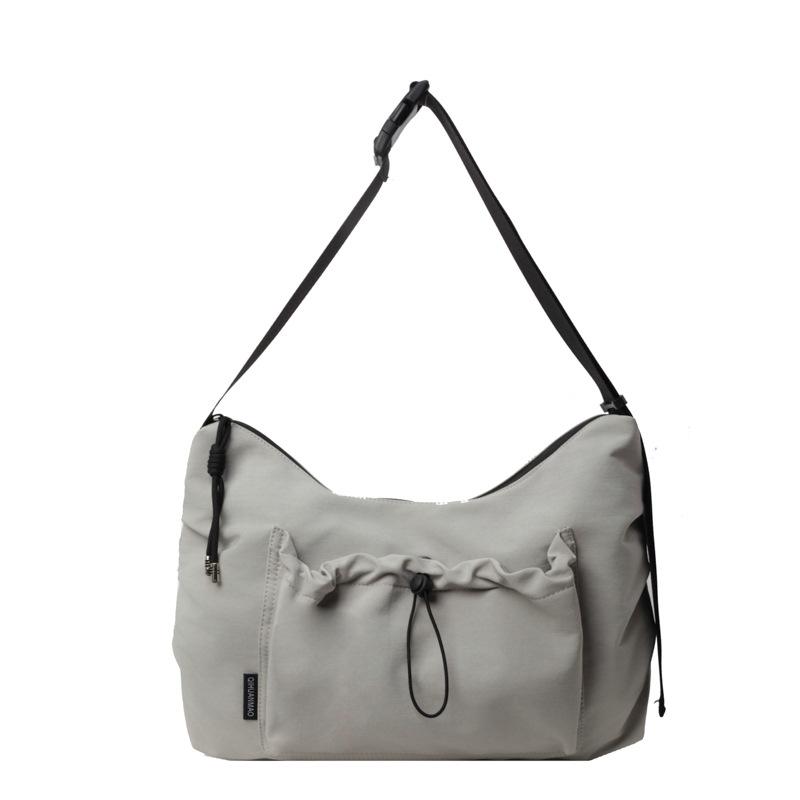 Casual Pleated Women Hobos Shoulder Bags Solid Color Sports Outdoor Ladies Crossbody Bag Simple Nyl Cloth Female Handbags Tote