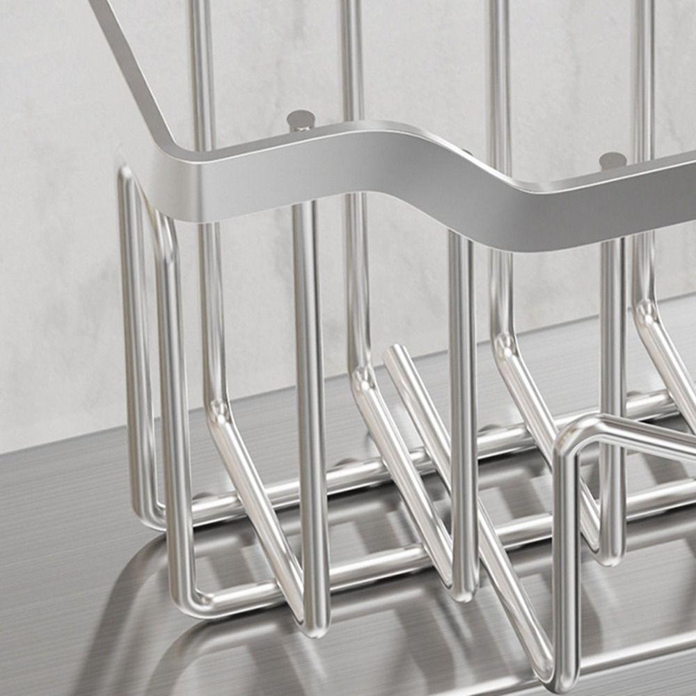 Rustproof Sink Stopper Scraper Stainless Steel Scouring Pad Storage Shelf Sponge Holder Home