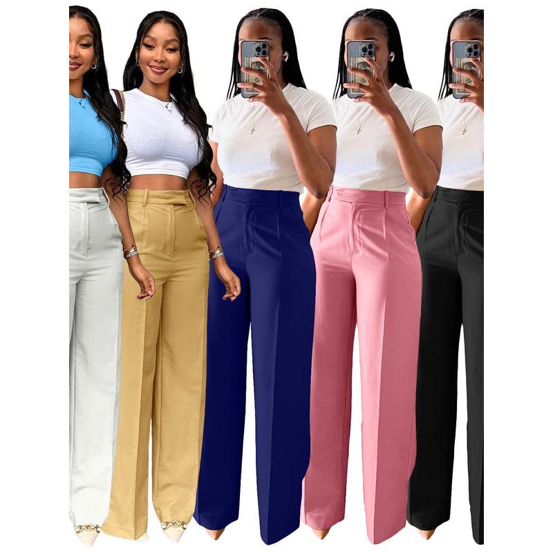 High Waist Straight Wide Leg Pants
