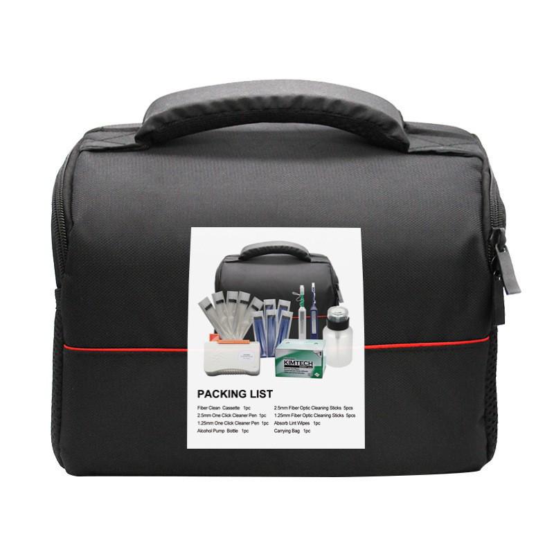 Fiber Optic Cleaning Kit: Includes Cassette, Pen Tool, Cotton Swabs, Alcohol Bottle.