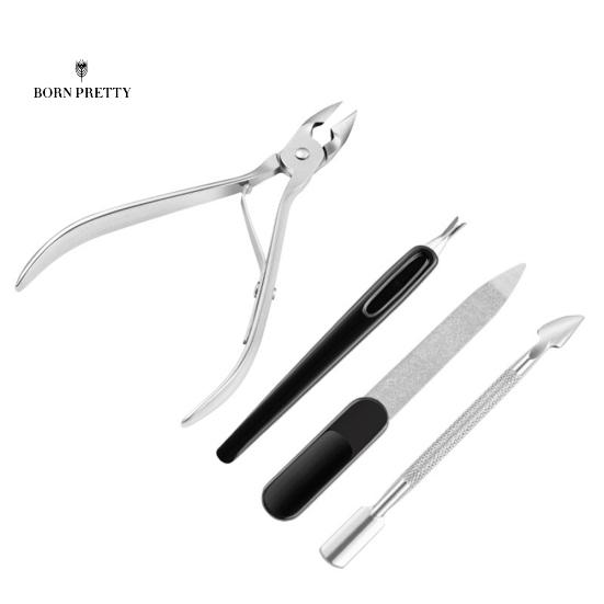 

4 шт./компл., стальные украшения для ногтей, кусачки для стрижки кутикулы, вилка для мертвой кожи, ножницы, маникюрные инструменты