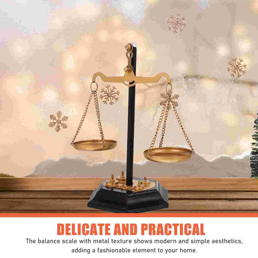 Metal Libra Scale Decor Metal Balance Scale nament Table Decor Home Figurine Statue Retro Miniature Collection Office Scales